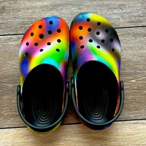Junior size 1 Tie-Dye Crocs.